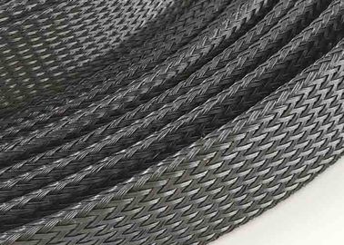 kaufen Kundengebundener PET erweiterbarer umsponnener Sleeving, schwarze Farbeflexible Kabel-Hülse on-line-Fertigung
