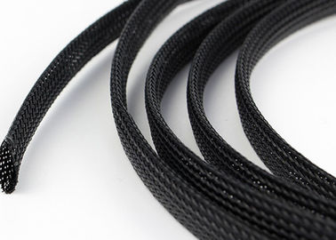 kaufen Haltbares dehnbares umsponnenes Sleeving Schwarzes für Kabel-Extraschutz on-line-Fertigung
