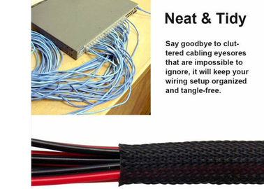 kaufen 40mm schwarzes HAUSTIER dehnbare umsponnene Sleeving Kabel-Management-Schutz-Anwendung on-line-Fertigung