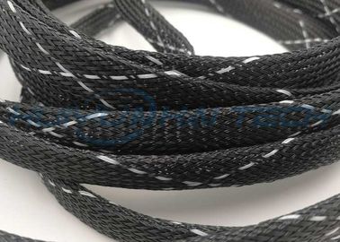 kaufen Weißes schwarzes Mischkabel Management geflochtenes Sleeving für Flachkabel-Kabelbaum on-line-Fertigung