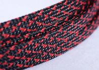 Rotes/Schwarz-Mischungs-dehnbares umsponnenes Polyester, das für Kabelbaum-Verpackung Sleeving ist