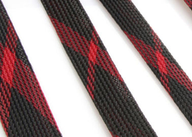 kaufen Rotes/Schwarz-Mischungs-dehnbares umsponnenes Polyester, das für Kabelbaum-Verpackung Sleeving ist on-line-Fertigung