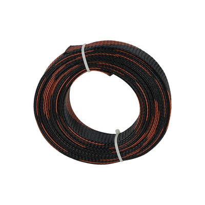kaufen 1-100mm recyclebares HAUSTIER dehnbares umsponnenes Sleeving Schwarzes/Orange flammhemmend on-line-Fertigung